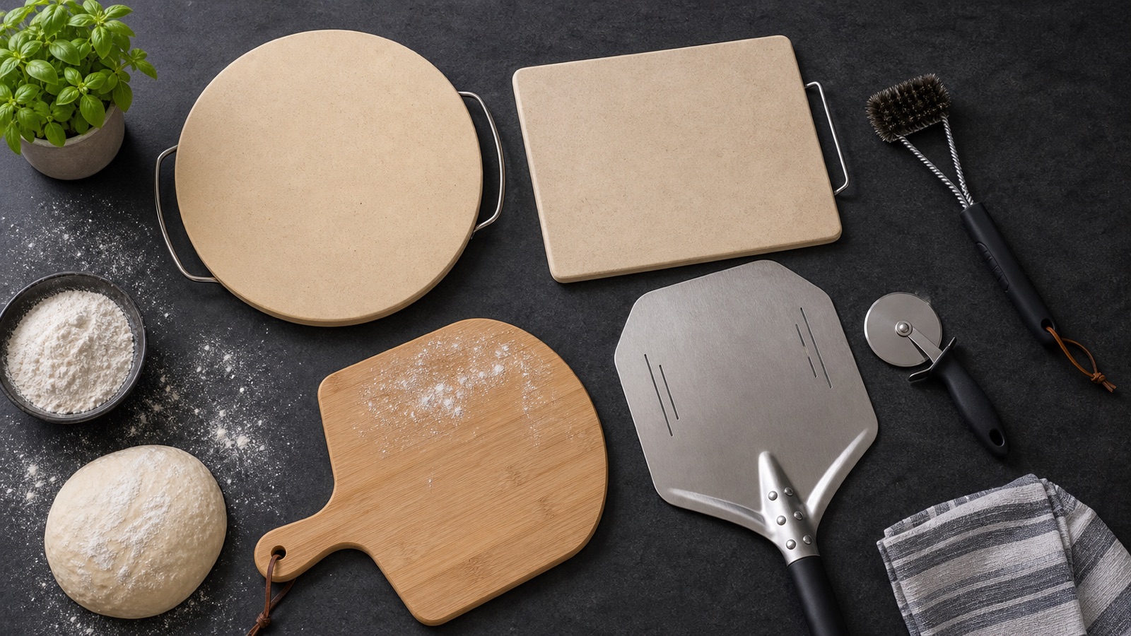 Pizza kámen lopata kráječ kartáč a příslušenství na gril