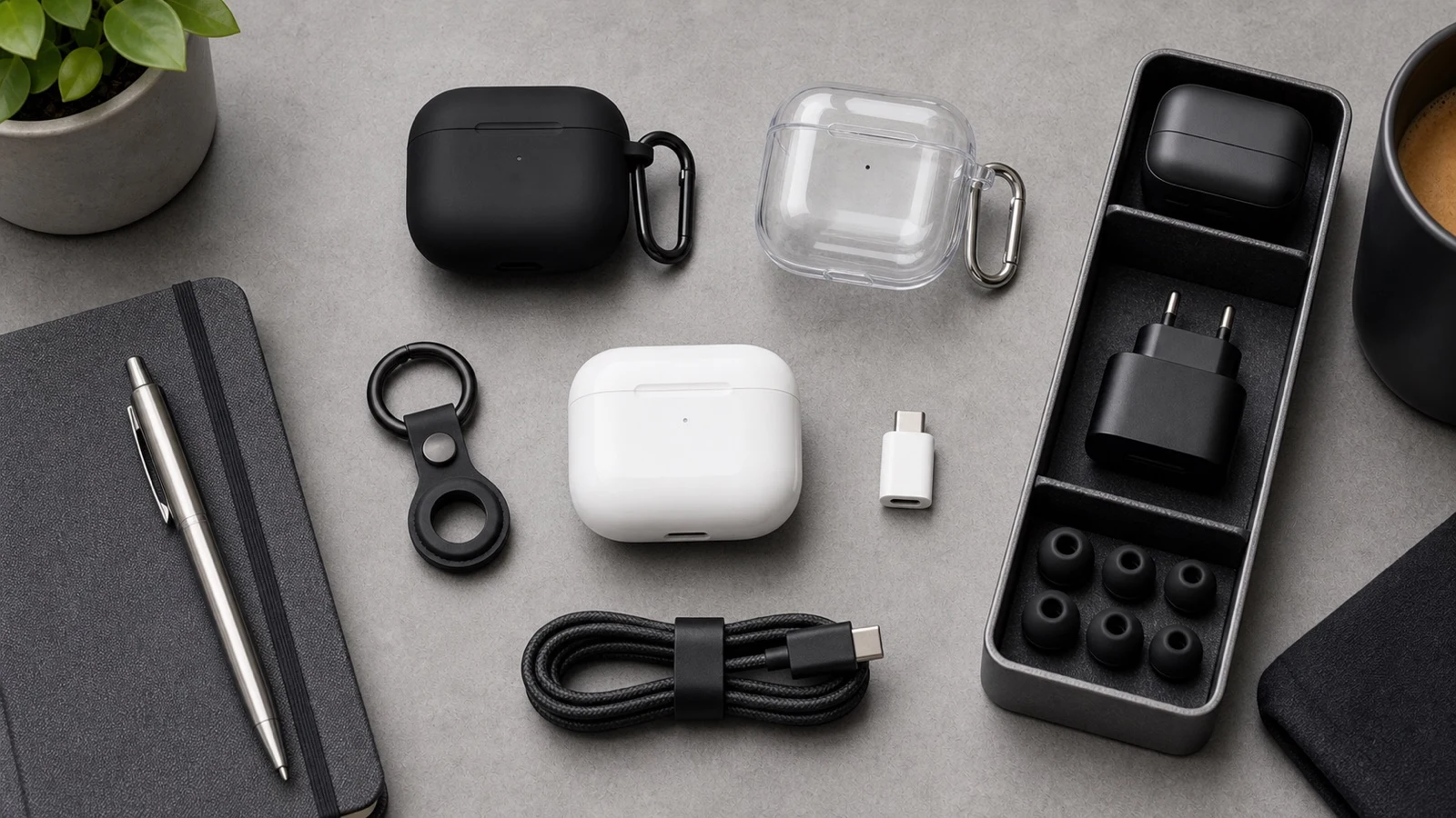 Výběr ochranných pouzder na AirPods černé bílé transparentní a doplňky