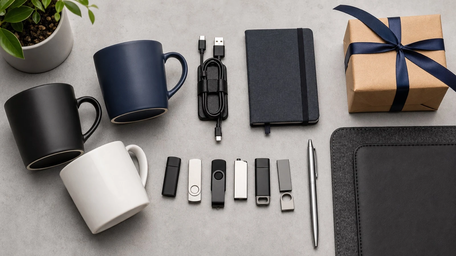 Vyber darku do kancelare hrnky USB flash disky a organizer