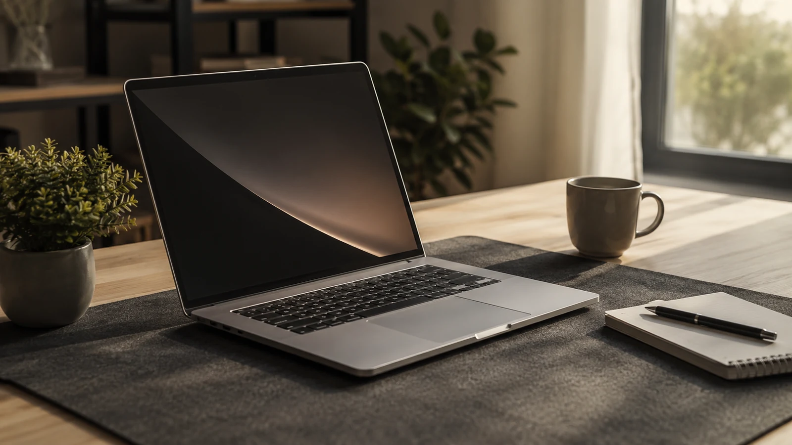Repasovaný MacBook při práci na pracovním stole - fman.cz