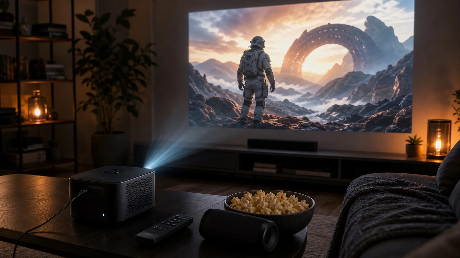 Mini projektor a Bluetooth reproduktor 2026: domácí kino, sprcha a chata