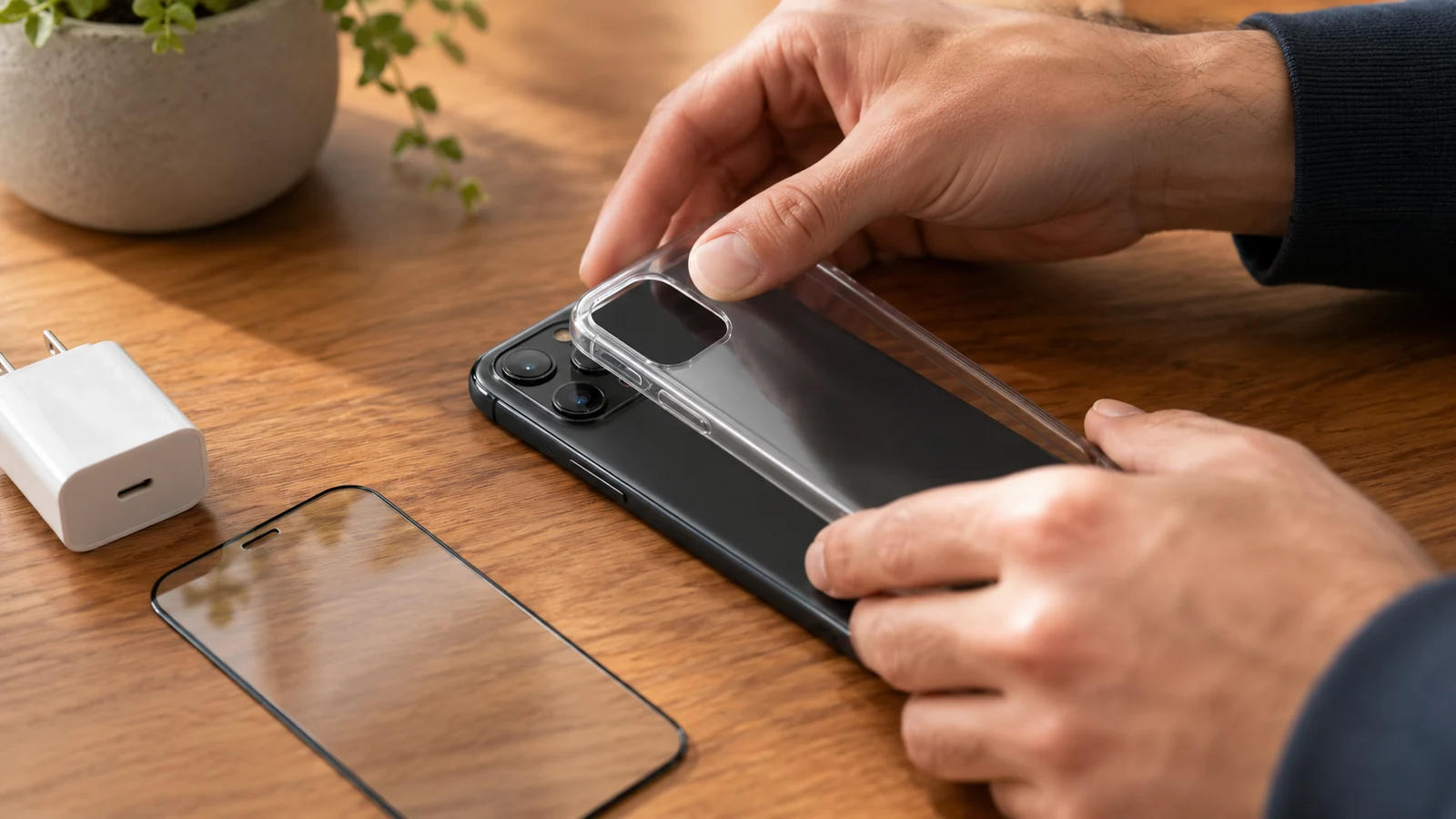 Příslušenství k iPhonu 2026 - kryt, tvrzené sklo a nabíječka USB-C - fman.cz