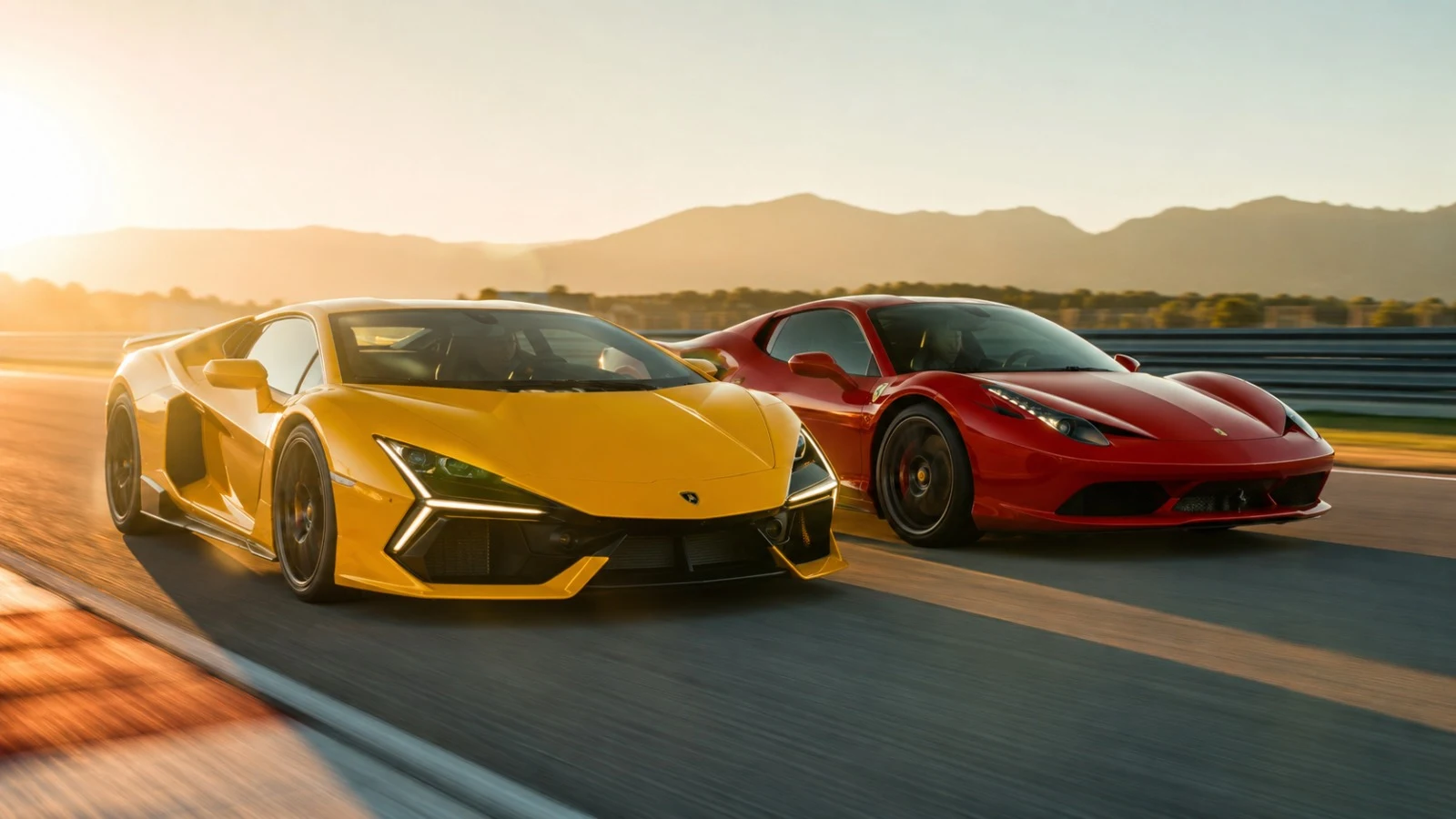 Červené Ferrari v zatáčce na závodním okruhu při zážitkové jízdě - zážitky pro chlapy 2026 - fman.cz