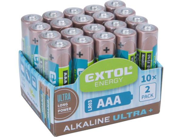 EXTOL ENERGY Baterie alkalické, 20 ks, 1,5V AAA (LR03) 42012