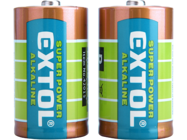 EXTOL ENERGY Baterie alkalické, 2 ks, 1,5V D (LR20) 42015