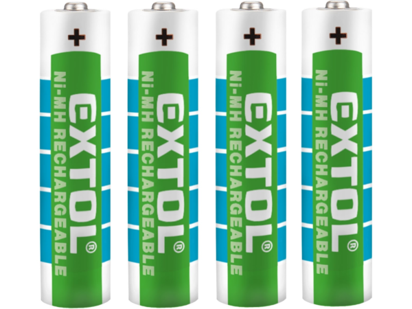 EXTOL ENERGY Baterie nabíjecí, 4 ks, AAA (HR03), 1,2 V, 1000 mAh, NiMh 42060