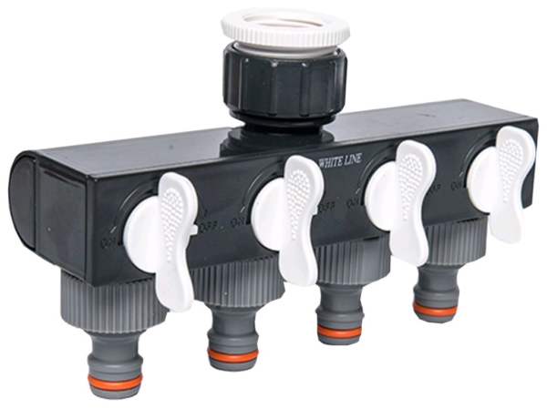 Bradas Adaptér na kohoutek-rozdělovač 4cestný,1"-3/4",WL-3033,WHITE LINE 447871