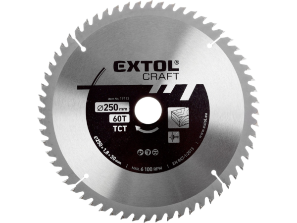 EXTOL CRAFT Kotouč pilový s SK plátky 250 × 2,8 × 30 mm, 60T 19113