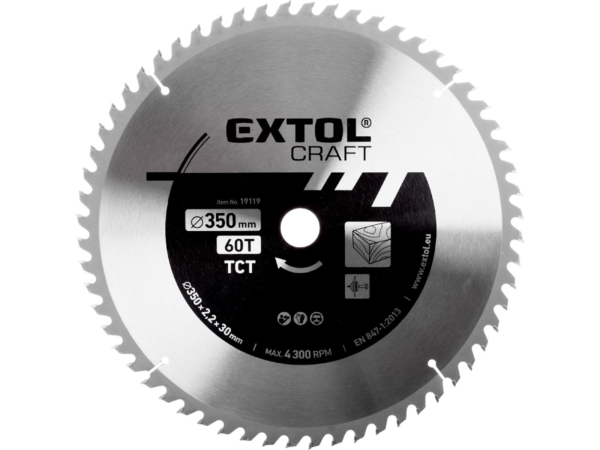 EXTOL CRAFT Kotouč pilový s SK plátky 350 × 3,2 × 30 mm, 60T 19119