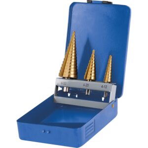 Sada stupňovitých vrtáků TiN (3ks) EXTOL CRAFT ø 4-12 mm/ø 4-20 mm/ ø 4-32 mm