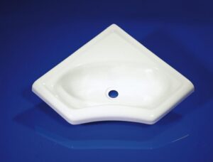 Rohové umyvadlo Comet s prolomením 34,5 × 34,5 x 11,6 cm