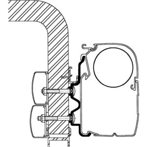 Boční adaptér na Hymer Exsis /  Hymer Camp pro markýzy Thule Omnistor délka 5,5 m