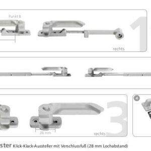 Okno Dometic S6 – náhradní díly varianta 1. okenní vzpěra 380 mm, levá