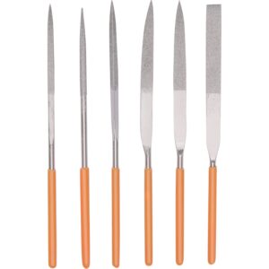 Pilníky diamantové jehlové, sada 6ks, 160mm, pilník plochý, půlkulatý, tříhranný, kulatý, čtyřhranný, nožový, materiál-uhlíková ocel tvrzená na HRC 38-42, rukojeť máčená v PVC, EXTOL PREMIUM