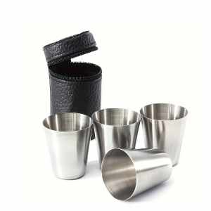 Destilerka.cz 4x nerezový kalíšek s pouzdře