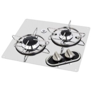 Vestavný vařič s hořáky a povrchem z nerezové oceli