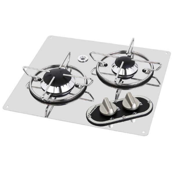 Vestavný vařič s hořáky a povrchem z nerezové oceli