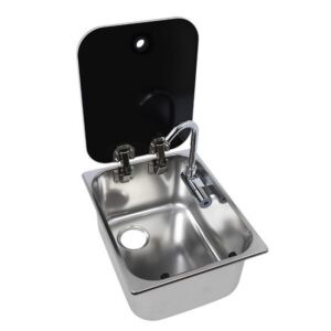 Vestavný dřez Carbest se skleněným víkem a vodovodní baterií