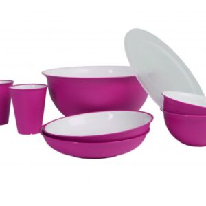 Set plastového nádobí Omada Sanaliving růžový 8 ks