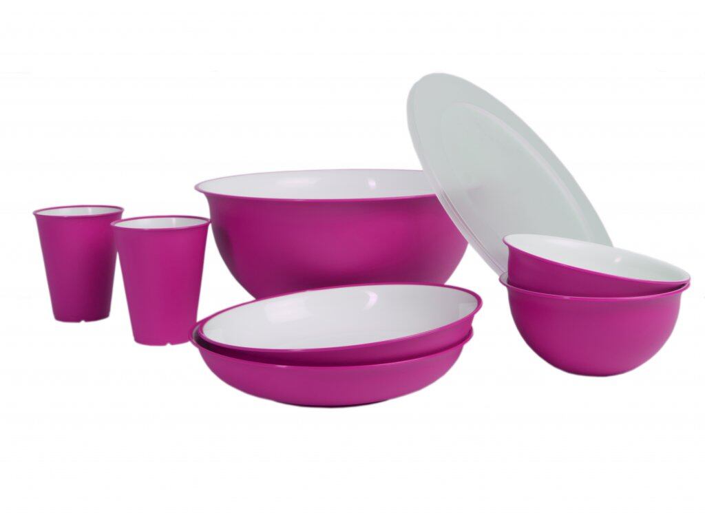 Set plastového nádobí Omada Sanaliving růžový 8 ks