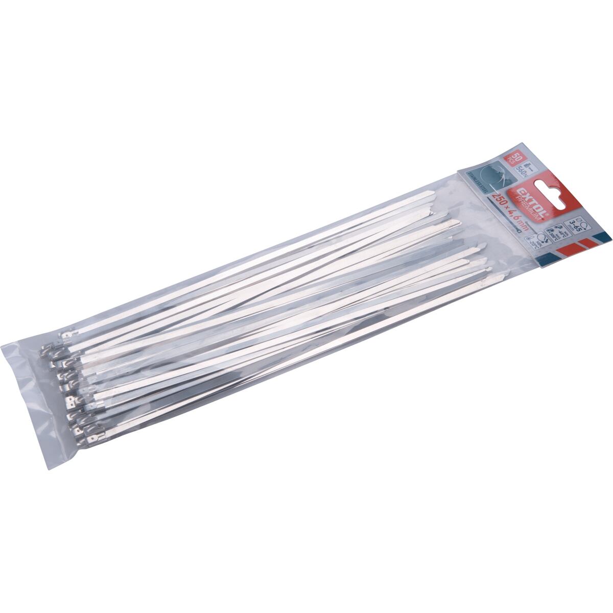 Nerezové stahovací pásky Extol rozměry (d × š) 250 × 4,6 mm