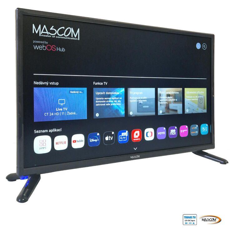 Televize Finlux Mascom 22″, 12 V Travel TV, WebOS, DVB-T2/ S2, WIFI