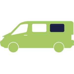 Pevné zadní boční okno Carbest pro VW T5/T6 od roku 2004 rozvor krátký orientace na straně řidiče