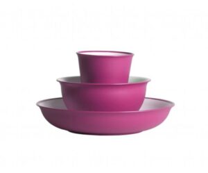 Set plastového nádobí Omada Sanaliving růžový 3 ks