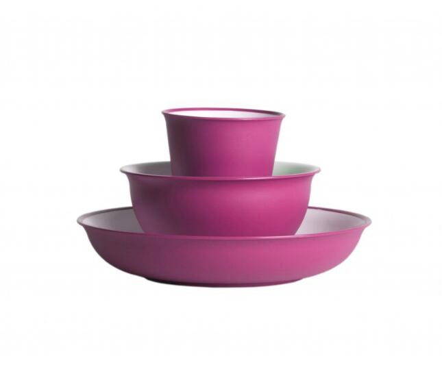 Set plastového nádobí Omada Sanaliving růžový 3 ks