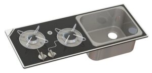 Vestavný vařič se 2 hořáky a dřezem Carbest