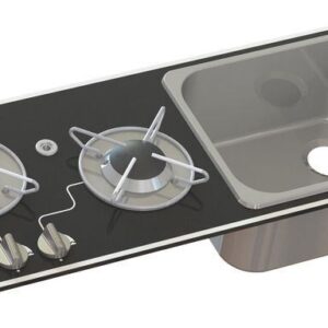 Vestavný vařič se 2 hořáky a dřezem Carbest