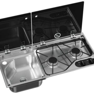 Vestavný plynový sporák Dometic CVC1700G s dřezem vlevo a krytem