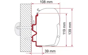Adaptér pro Rapido Series 9dF-9M-10 na markýzy Fiamma F45 délka 450 cm