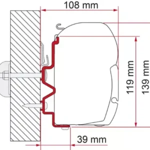 Adaptér pro Rapido Series 9dF-9M-10 na markýzy Fiamma F45 délka 450 cm