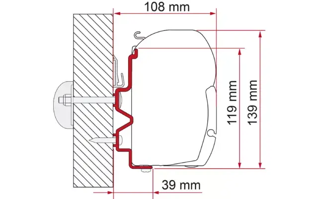 Adaptér pro Rapido Series 9dF-9M-10 na markýzy Fiamma F45 délka 450 cm