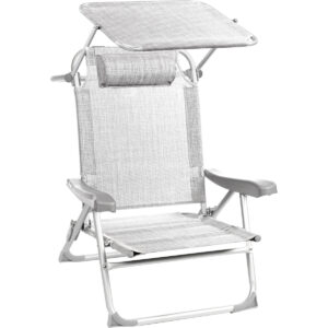 Plážové křeslo se sluneční clonou Brunner Makai barva světle šedá