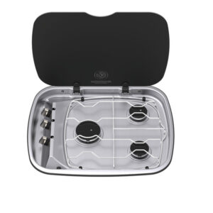 THETFORD Plynový sporák, 3 plameny 2x 1,5 kW 1x 2,5 kW, ovládací knoflíky vlevo