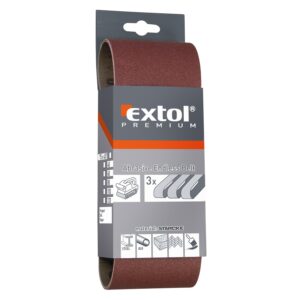3 dílná sada brusných pásů EXTOL PREMIUM 75×533 mm Dostupné varianty: 3 dílná sada brusných pásů EXTOL PREMIUM 75×533 mm/100 hrubost