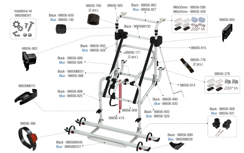 Tyč na spouštění nosiče kol